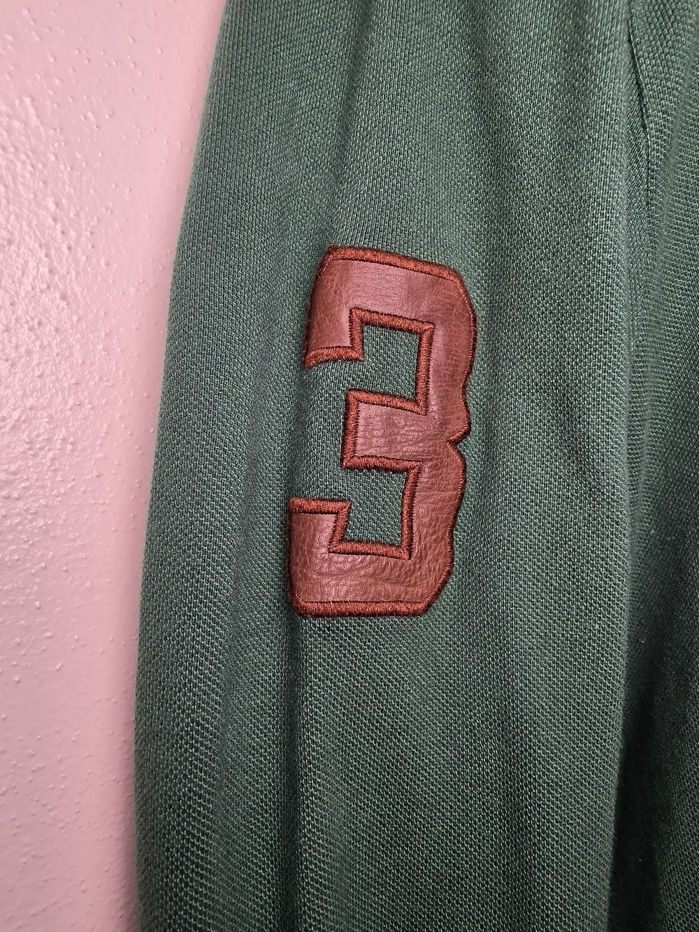 Polo by Ralph Lauren Forest Green Long-Sleeve Polo with Burgundy Embroidery